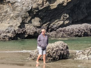 Sandy strolling along Cannon Beach Oregon