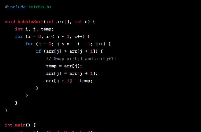 C Program for Bubble Sort